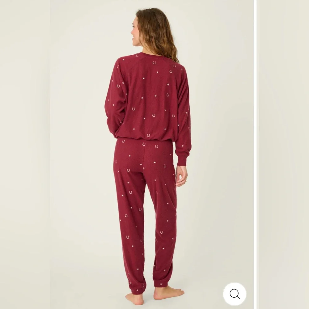 PJ Salvage Hold Your Horses Horseshoe Embroidered Fleece Lounge Set - Picture 2 of 2